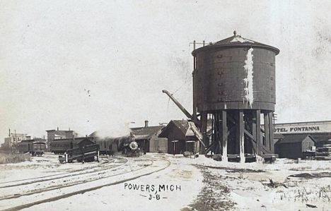 CNW Powers MI Depot and Water Tower